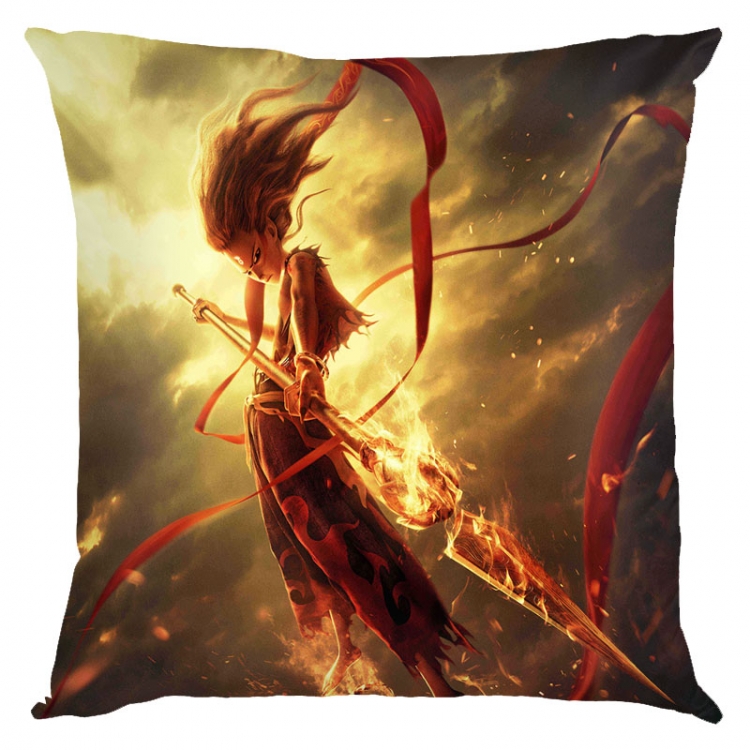 Nezha Anime square full-color pillow cushion 45X45CM NO FILLING 