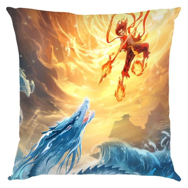 Nezha Anime square full-color pillow cushion 45X45CM NO FILLING 