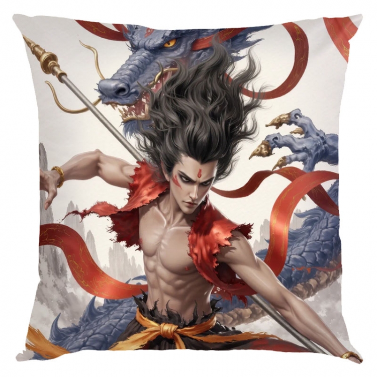 Nezha Anime square full-color pillow cushion 45X45CM NO FILLING 