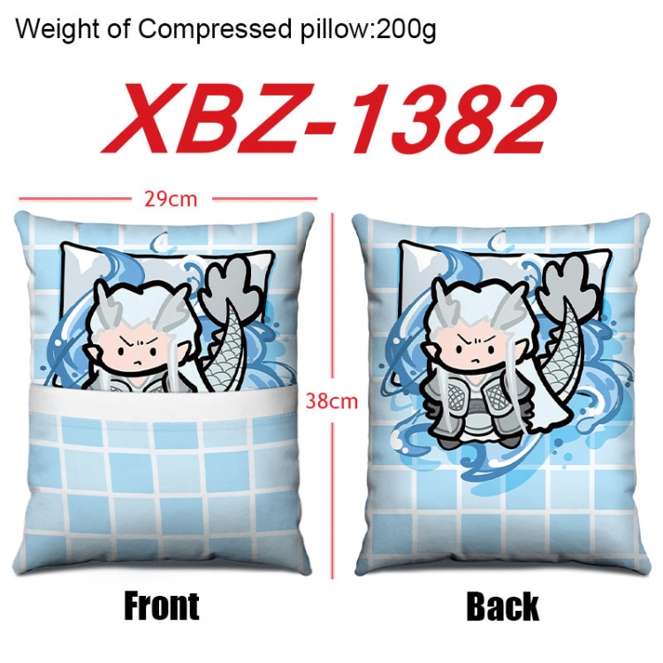 Nezha Anime Square Crystal Velvet Pillow 29X38cm XBZ-1382