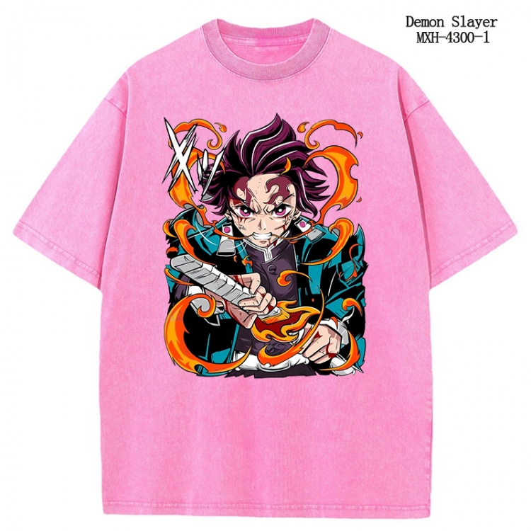 Demon Slayer Kimets Anime peripheral pure cotton washed and worn T-shirt from S to 2XL  MXH-4300-1