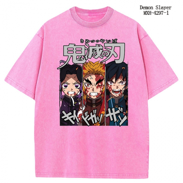 Demon Slayer Kimets Anime peripheral pure cotton washed and worn T-shirt from S to 2XL MXH-4297-1