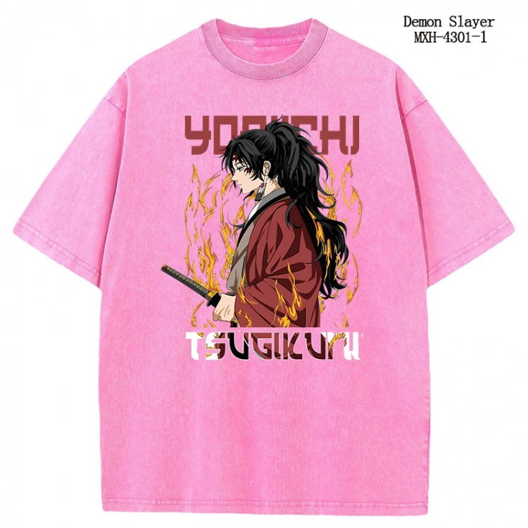 Demon Slayer Kimets Anime peripheral pure cotton washed and worn T-shirt from S to 2XL MXH-4301-1