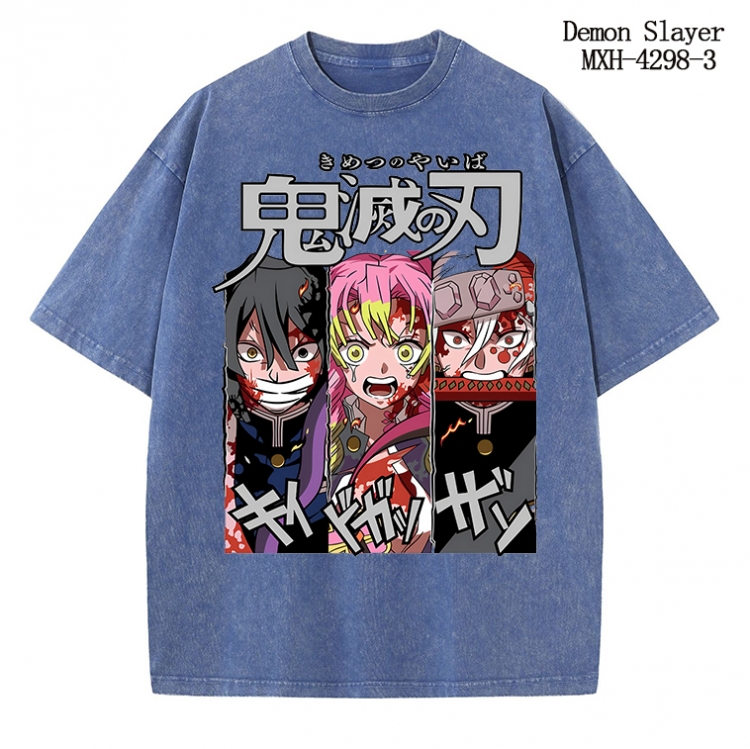 Demon Slayer Kimets Anime peripheral pure cotton washed and worn T-shirt from S to 2XL MXH-4298-3