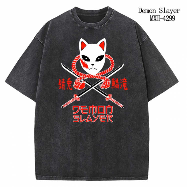 Demon Slayer Kimets Anime peripheral pure cotton washed and worn T-shirt from S to 2XL MXH-4299