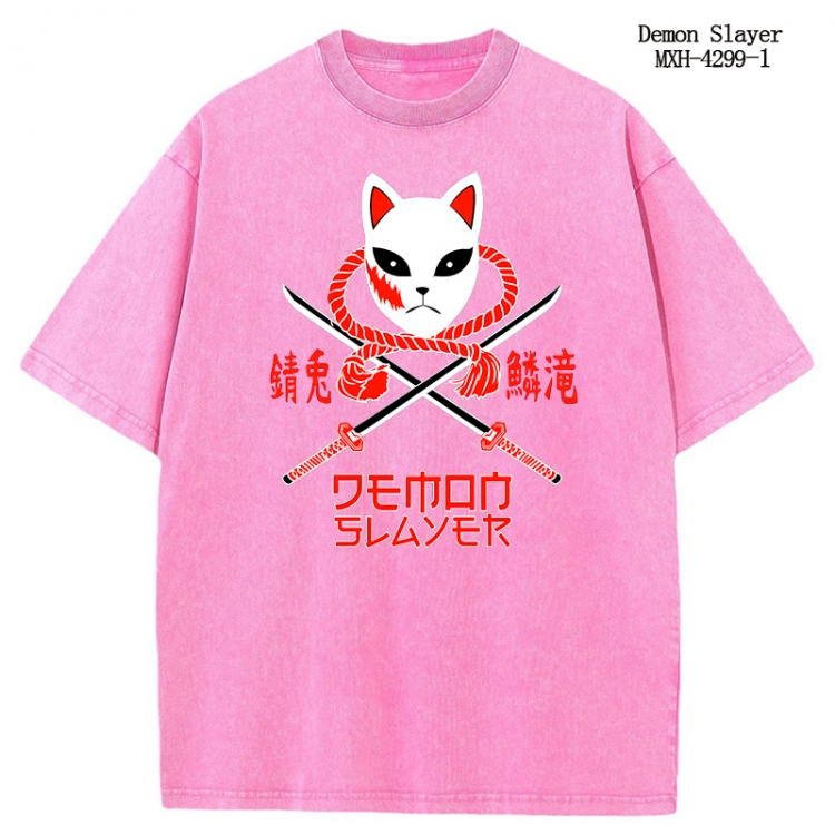 Demon Slayer Kimets Anime peripheral pure cotton washed and worn T-shirt from S to 2XL MXH-4299-1