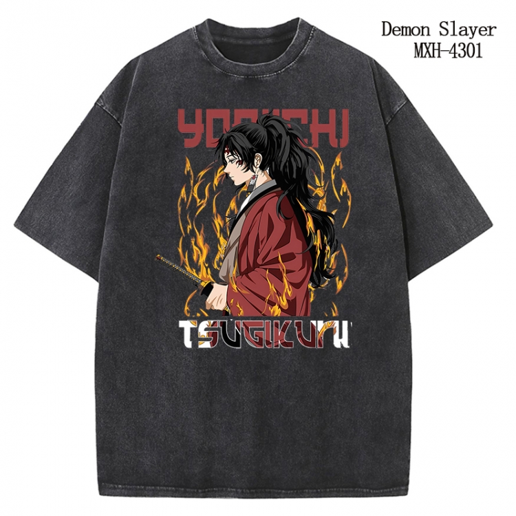 Demon Slayer Kimets Anime peripheral pure cotton washed and worn T-shirt from S to 2XL MXH-4301