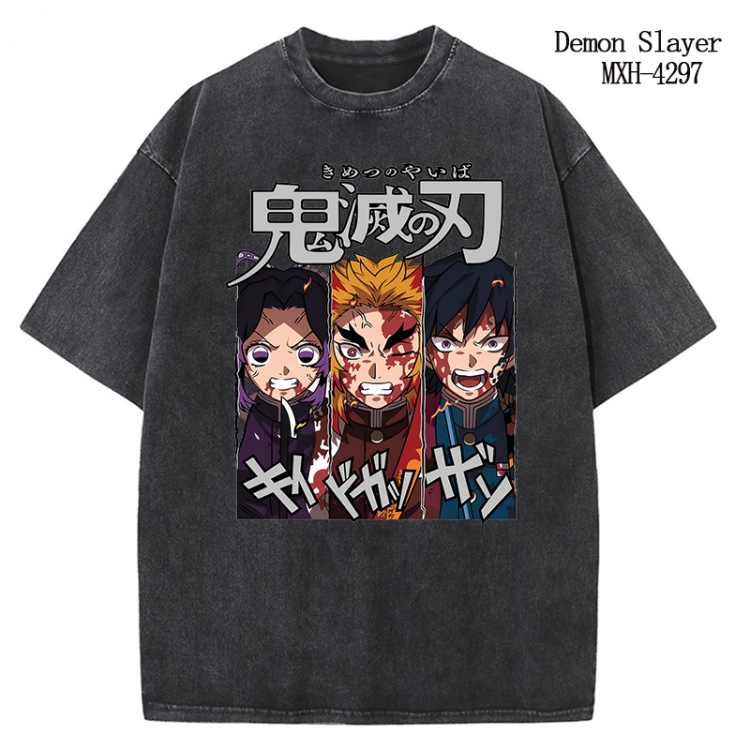 Demon Slayer Kimets Anime peripheral pure cotton washed and worn T-shirt from S to 2XL  MXH-4297