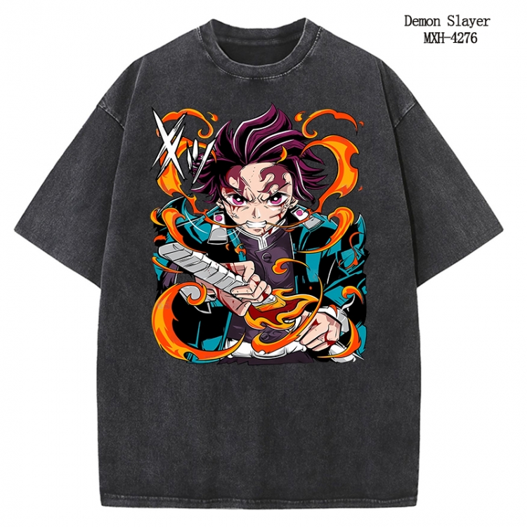 Demon Slayer Kimets Anime peripheral pure cotton washed and worn T-shirt from S to 2XL MXH-4272