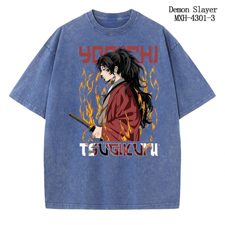 Demon Slayer Kimets Anime peripheral pure cotton washed and worn T-shirt from S to 2XL MXH-4301-3