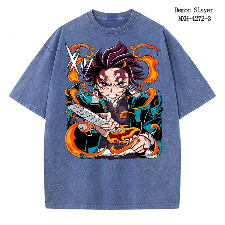 Demon Slayer Kimets Anime peripheral pure cotton washed and worn T-shirt from S to 2XL MXH-4272-3