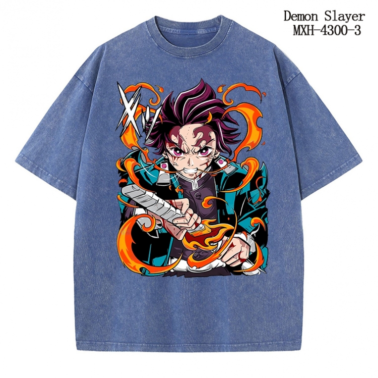 Demon Slayer Kimets Anime peripheral pure cotton washed and worn T-shirt from S to 2XL MXH-4300-3