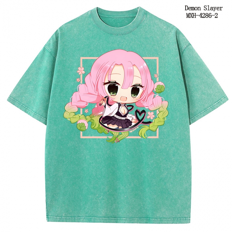 Demon Slayer Kimets Anime peripheral pure cotton washed and worn T-shirt from S to 2XL MXH-4286-2