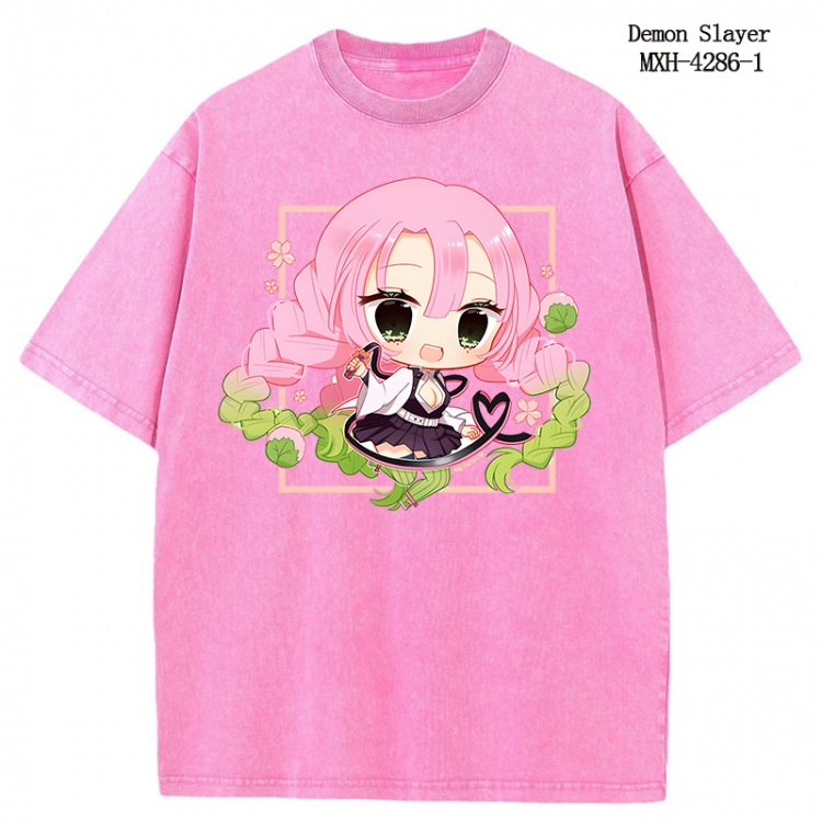 Demon Slayer Kimets Anime peripheral pure cotton washed and worn T-shirt from S to 2XL MXH-4286-1