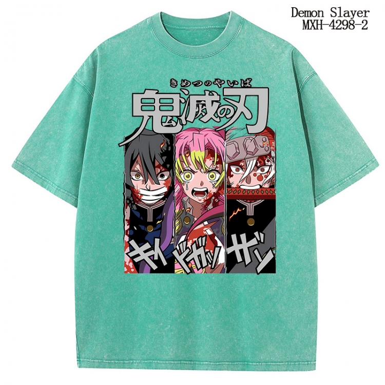 Demon Slayer Kimets Anime peripheral pure cotton washed and worn T-shirt from S to 2XL MXH-4298-2