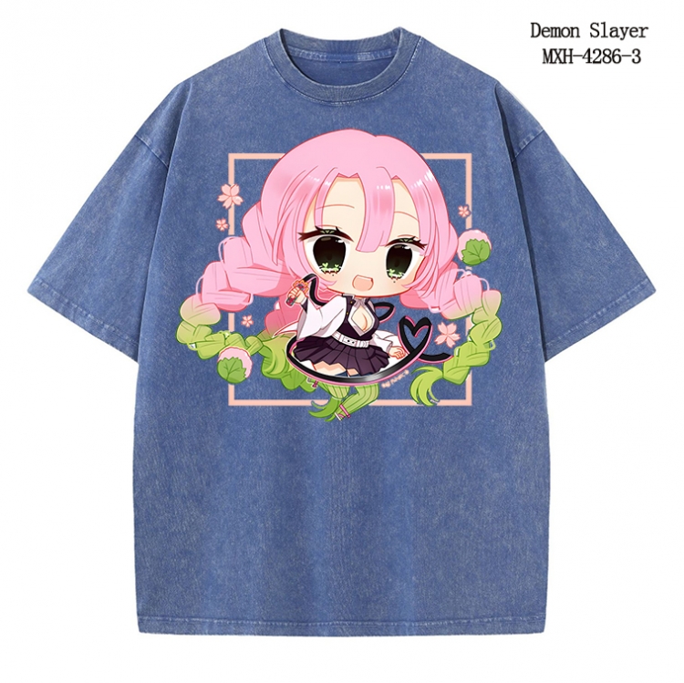 Demon Slayer Kimets Anime peripheral pure cotton washed and worn T-shirt from S to 2XL  MXH-4286-3