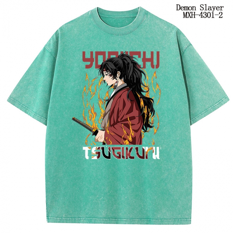 Demon Slayer Kimets Anime peripheral pure cotton washed and worn T-shirt from S to 2XL MXH-4301-2