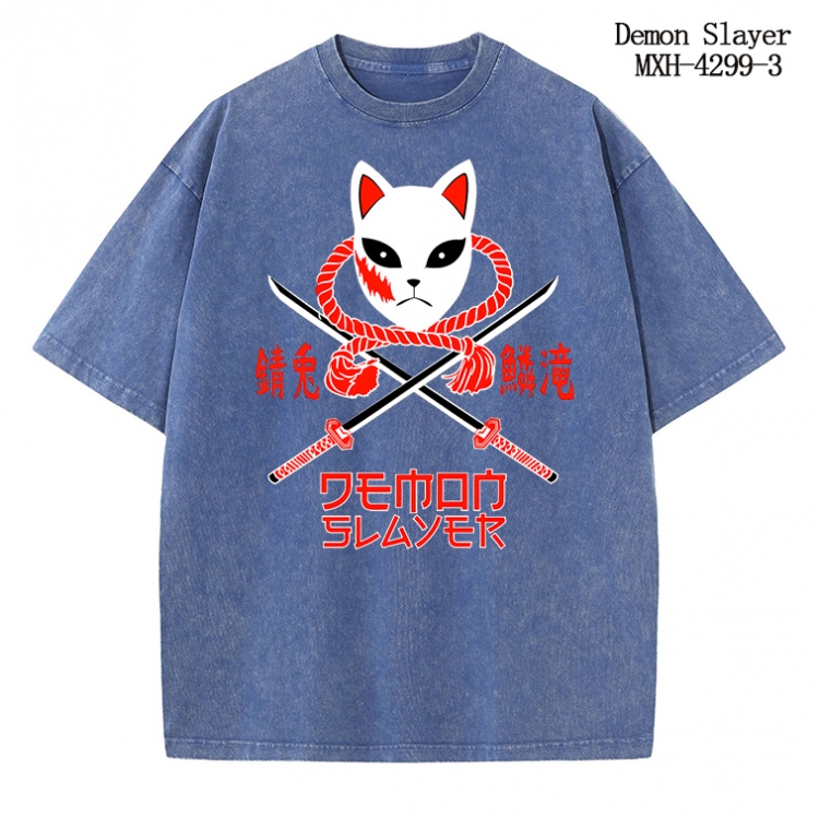 Demon Slayer Kimets Anime peripheral pure cotton washed and worn T-shirt from S to 2XL MXH-4299-3