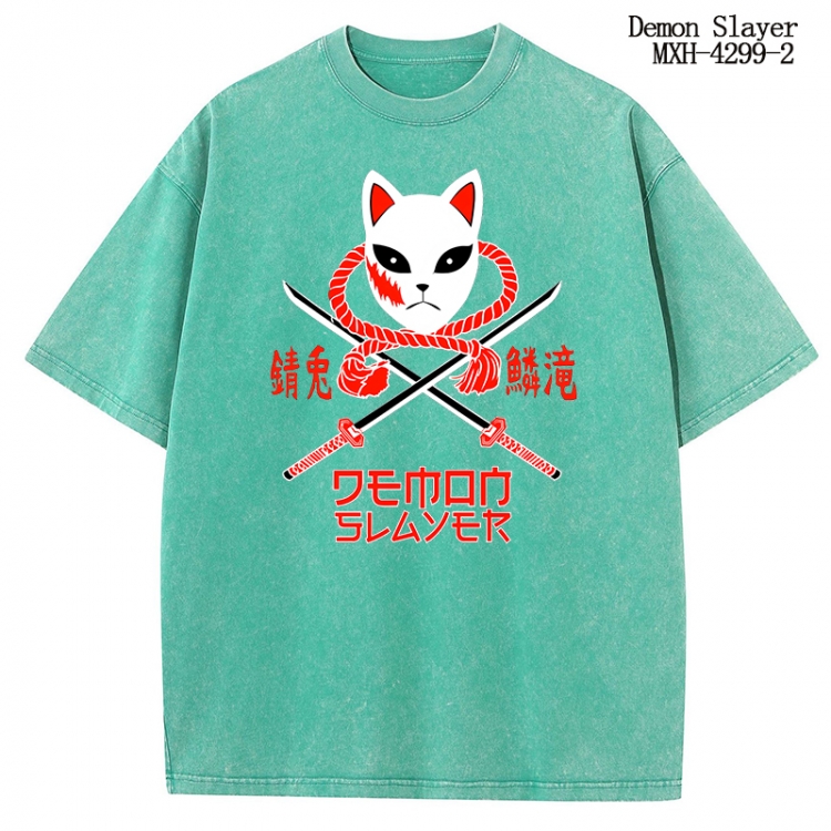 Demon Slayer Kimets Anime peripheral pure cotton washed and worn T-shirt from S to 2XL MXH-4299-2