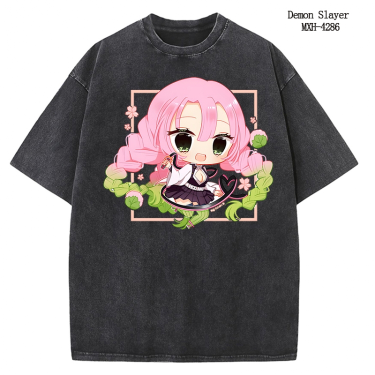 Demon Slayer Kimets Anime peripheral pure cotton washed and worn T-shirt from S to 2XL MXH-4286