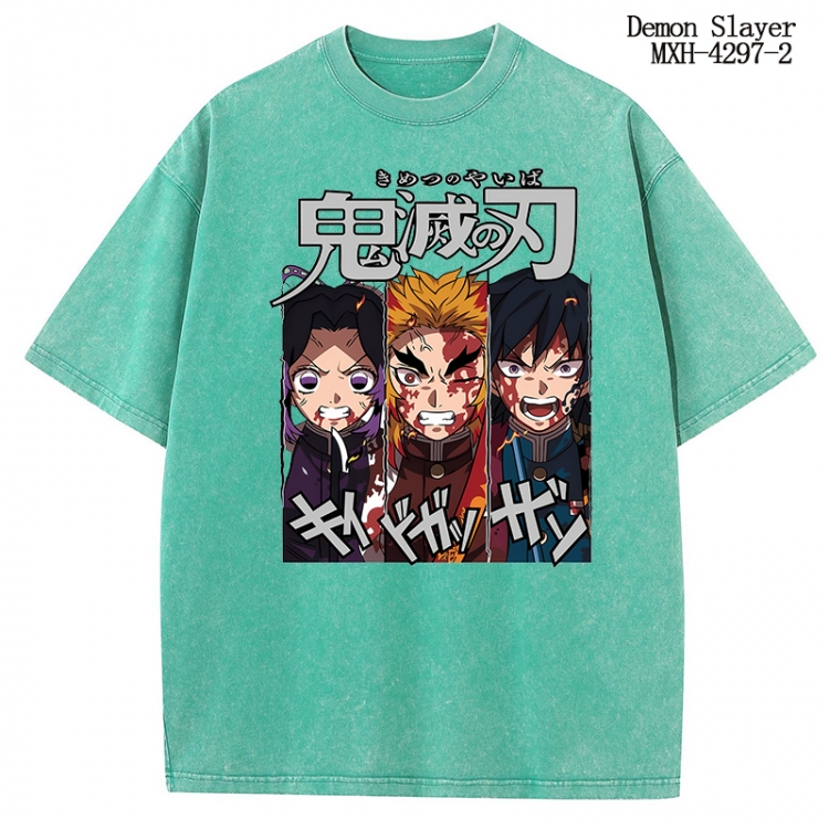 Demon Slayer Kimets Anime peripheral pure cotton washed and worn T-shirt from S to 2XL MXH-4297-2