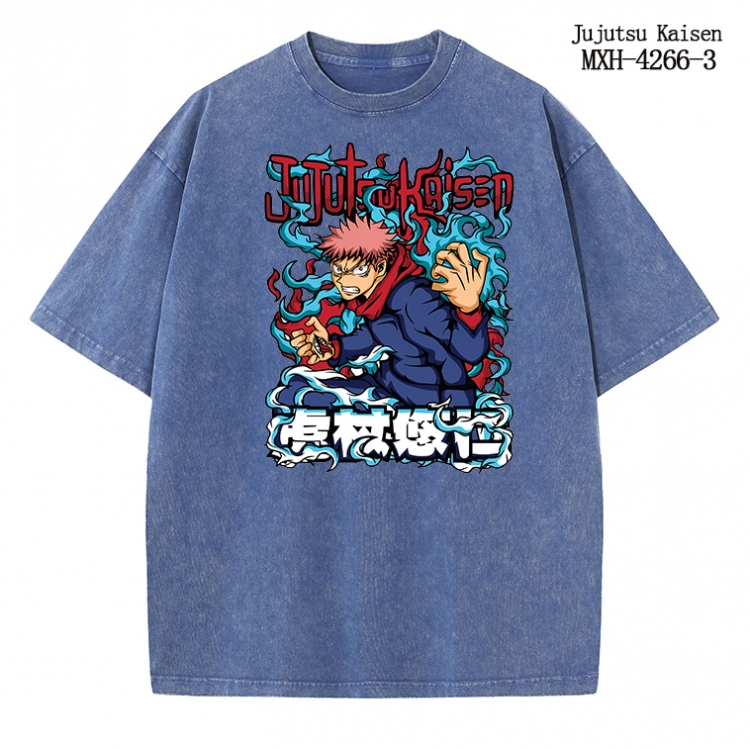 Jujutsu Kaisen Anime peripheral pure cotton washed and worn T-shirt from S to 2XL  MXH-4266-3