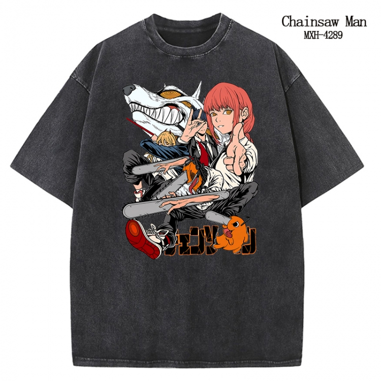 Chainsaw man Anime peripheral pure cotton washed and worn T-shirt from S to 2XL MXH-4289