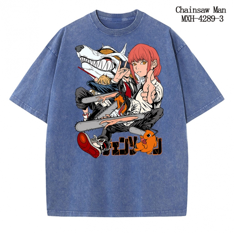 Chainsaw man Anime peripheral pure cotton washed and worn T-shirt from S to 2XL MXH-4289-3