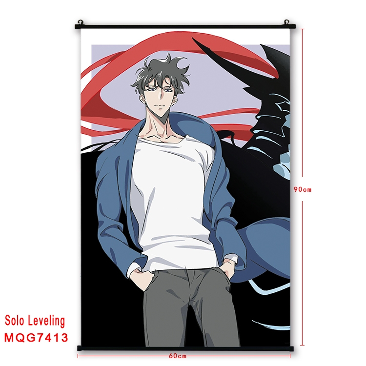 Solo Leveling:Arise Anime black Plastic rod Cloth painting Wall Scroll 60X90CM  MQG7413