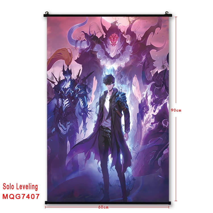 Solo Leveling:Arise Anime black Plastic rod Cloth painting Wall Scroll 60X90CM  MQG7407