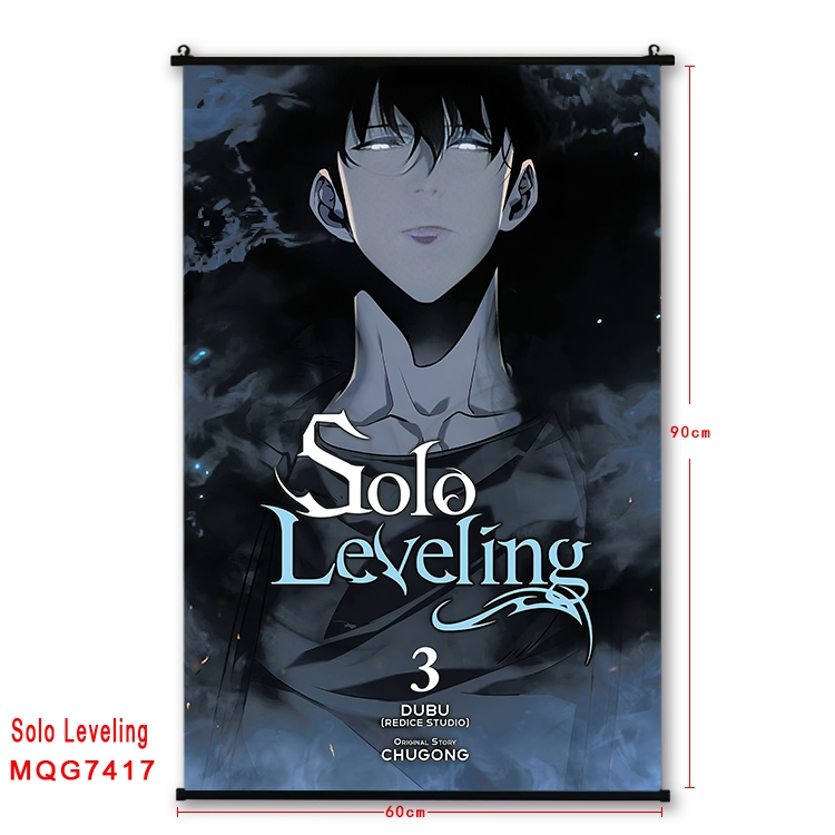 Solo Leveling:Arise Anime black Plastic rod Cloth painting Wall Scroll 60X90CM  MQG7417