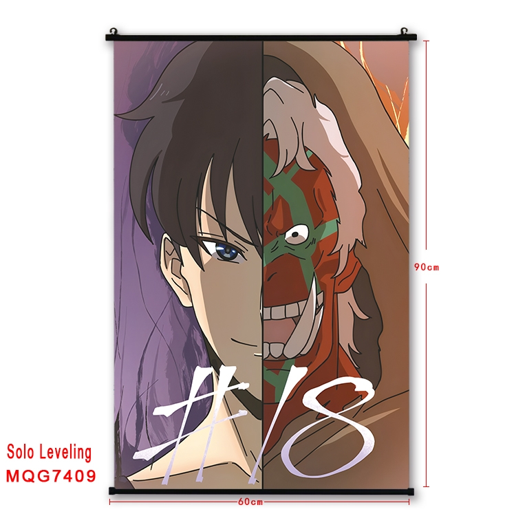 Solo Leveling:Arise Anime black Plastic rod Cloth painting Wall Scroll 60X90CM MQG7409