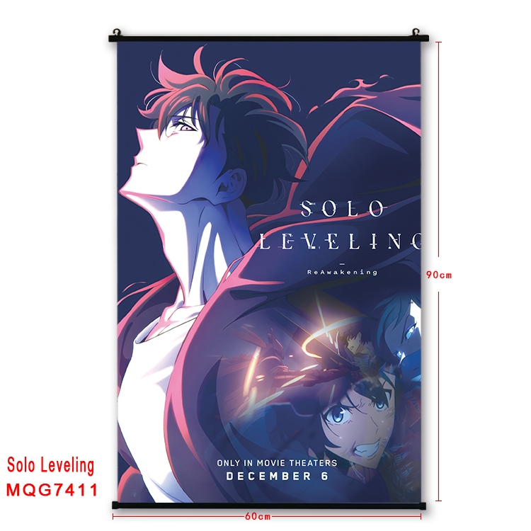 Solo Leveling:Arise Anime black Plastic rod Cloth painting Wall Scroll 60X90CM  MQG7411