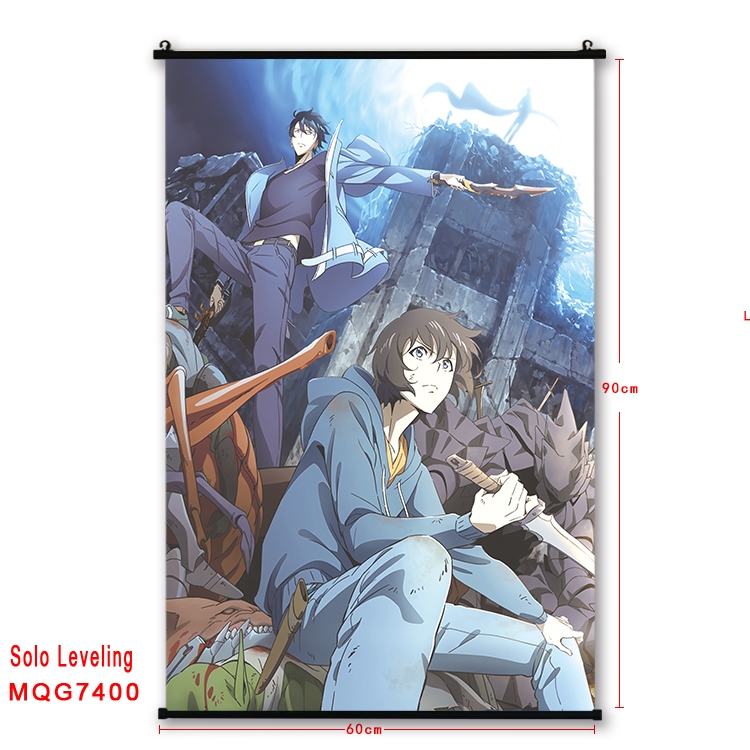 Solo Leveling:Arise Anime black Plastic rod Cloth painting Wall Scroll 60X90CM  MQG7400