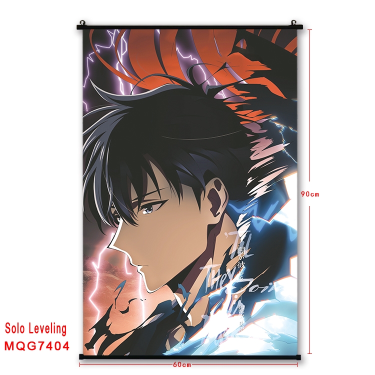 Solo Leveling:Arise Anime black Plastic rod Cloth painting Wall Scroll 60X90CM   MQG7404