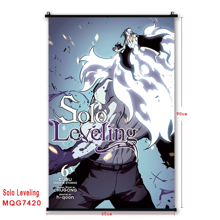 Solo Leveling:Arise Anime black Plastic rod Cloth painting Wall Scroll 60X90CM   MQG7420