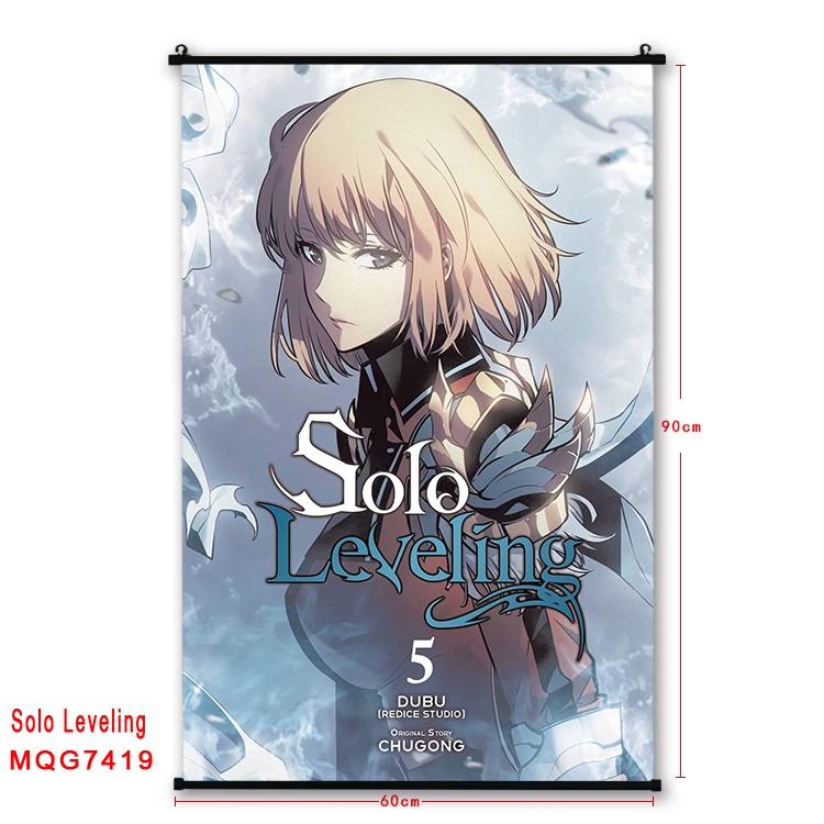 Solo Leveling:Arise Anime black Plastic rod Cloth painting Wall Scroll 60X90CM  MQG7419