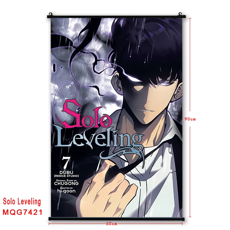 Solo Leveling:Arise Anime black Plastic rod Cloth painting Wall Scroll 60X90CM  MQG7421