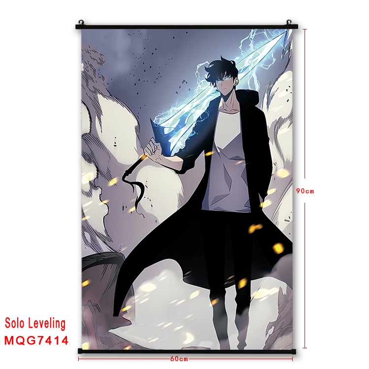 Solo Leveling:Arise Anime black Plastic rod Cloth painting Wall Scroll 60X90CM  MQG7414