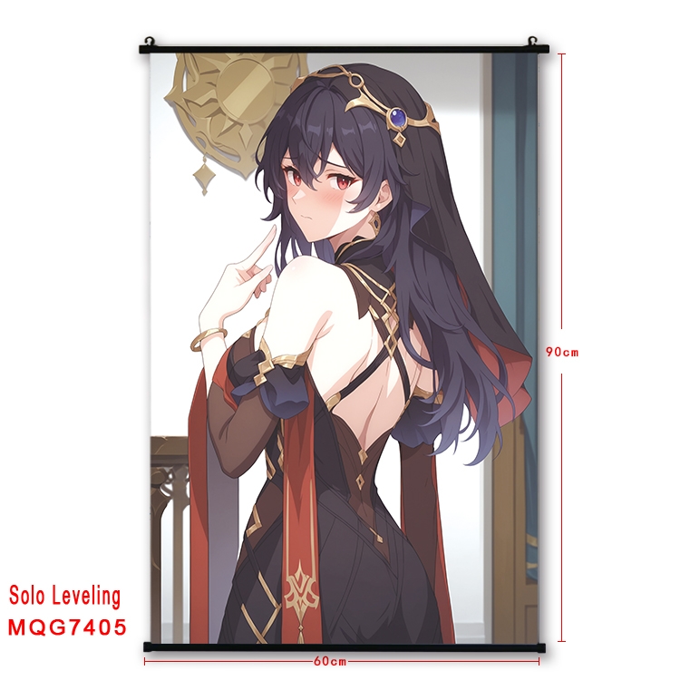 Solo Leveling:Arise Anime black Plastic rod Cloth painting Wall Scroll 60X90CM  MQG7405