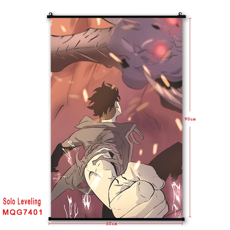 Solo Leveling:Arise Anime black Plastic rod Cloth painting Wall Scroll 60X90CM  MQG7401