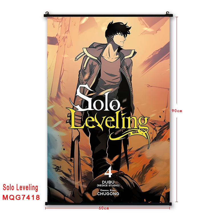 Solo Leveling:Arise Anime black Plastic rod Cloth painting Wall Scroll 60X90CM  MQG7418