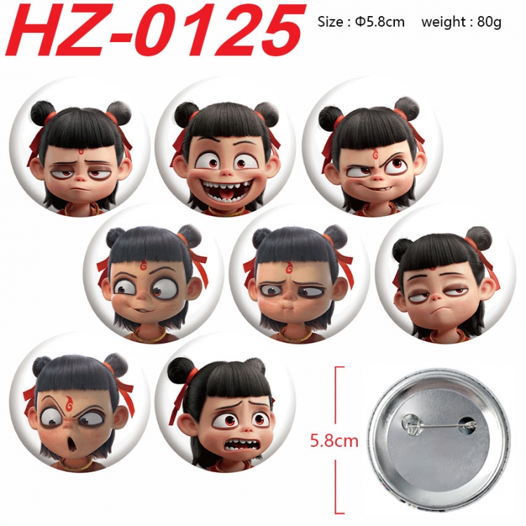 Nezha 2 Anime Tin Badge Chest Badge Round Brooch a Set of 8  5.8cm HZ-0125