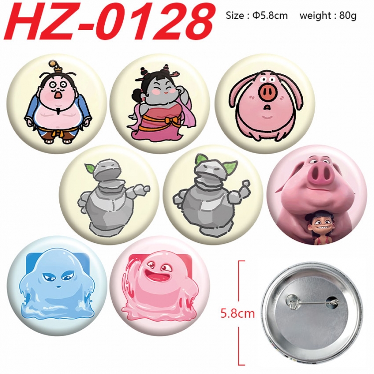 Nezha 2 Anime Tin Badge Chest Badge Round Brooch a Set of 8  5.8cm HZ-0128