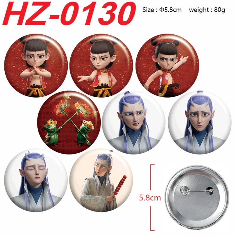 Nezha 2 Anime Tin Badge Chest Badge Round Brooch a Set of 8  5.8cm  HZ-0130