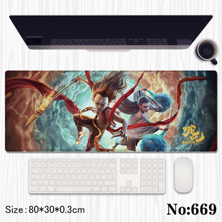 Nezha Anime peripheral computer mouse pad office desk pad multifunctional pad 80X30X0.3cm