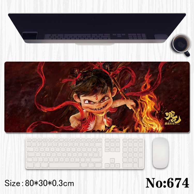 Nezha Anime peripheral computer mouse pad office desk pad multifunctional pad 80X30X0.3cm