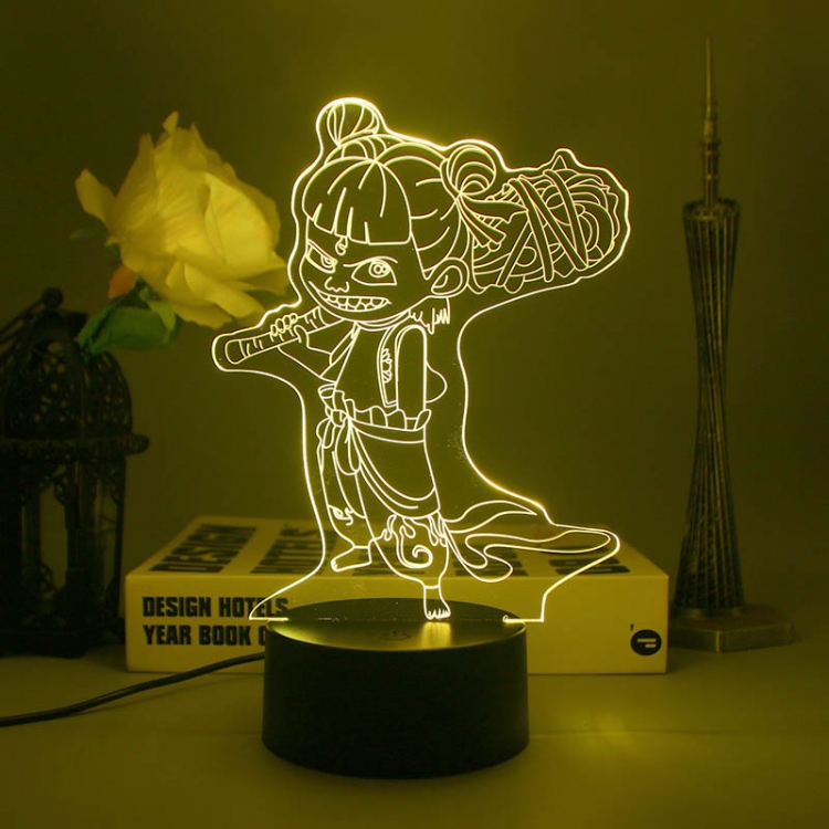 Nezha 3D night light USB touch switch colorful acrylic table lamp BLACK BASE