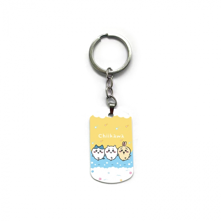 Chiikawa Anime double-sided full-color printed military brand ring keychain price for 5 pcs