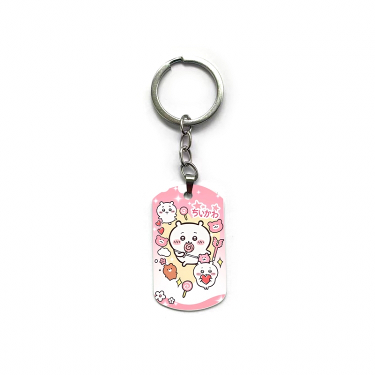 Chiikawa Anime double-sided full-color printed military brand ring keychain price for 5 pcs